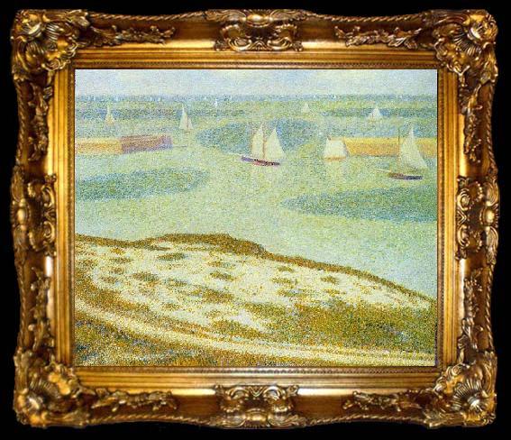 framed  Georges Seurat Einfahrt zum Hafen Port-en-Bessin, ta009-2